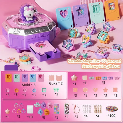 77pcs Set 3D Magic DIY Sticker Machine Creative Children's Handmade Gift Box Set Toys for Girls Kids Craft Kit