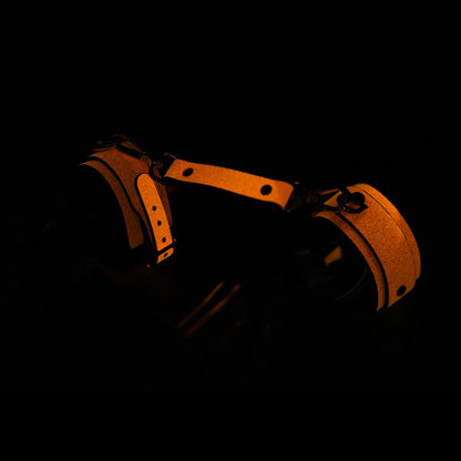 Luminous PU Leather Bdsm Handcuffs Ankle Cuff Hang Buckle Link Bondage Gear Sex Toy for Woman Slave Bdsm Restraints Adult Toys