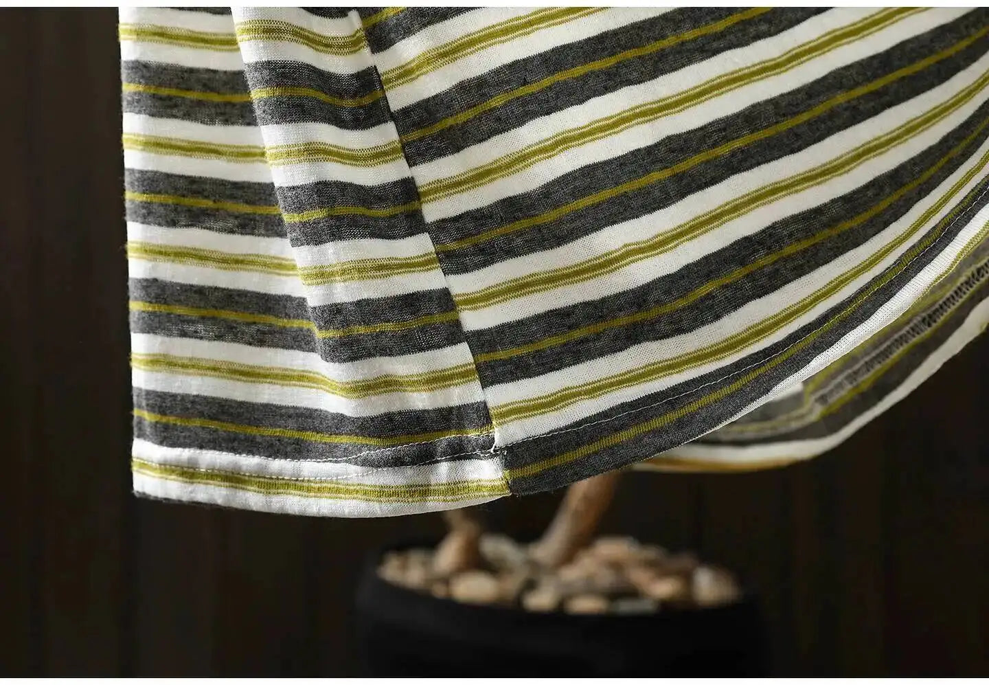 Women Summer Short-sleeve T-shirt 2026 Summer New Stylish Striped Single-pocket Loose T-shirt ZXY154