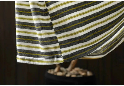 Women Summer Short-sleeve T-shirt 2026 Summer New Stylish Striped Single-pocket Loose T-shirt ZXY154