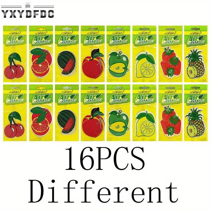 3-80pcs Fruit Car Air Freshener Natural Aromatherapy Tea Paper Hanging Perfume Vanilla Auto Parts Interior