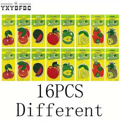3-80pcs Fruit Car Air Freshener Natural Aromatherapy Tea Paper Hanging Perfume Vanilla Auto Parts Interior