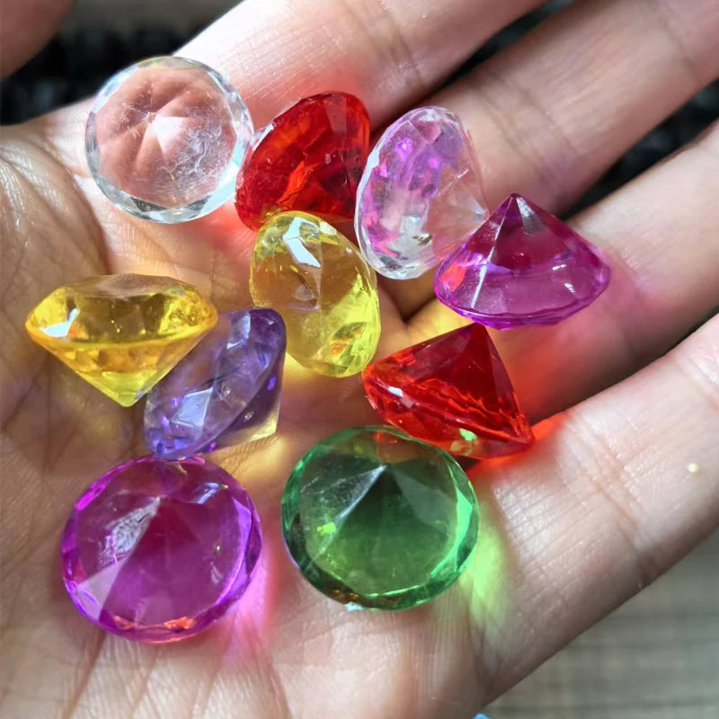 250PCS Pirate Treasure Chest Pool Diving Toys Acrylic Diamond Gems Small 19MM Vase Fillers Party Favors For Boys And Girls