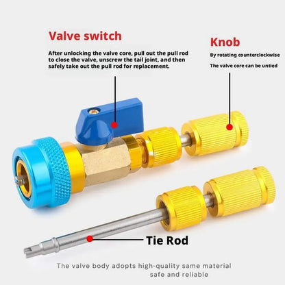 Adjustable A/C Valve Core Puller R134A High Low Pressure Wrench Remover Tool for Car Air Conditioner Repair Quick Removal
