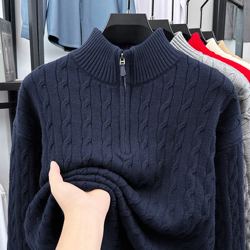 Star Same Best-selling Autumn and Winter Half Zip Lovers' Shirt Long Sleeve Top Fried Dough Twists Sweater High Quality