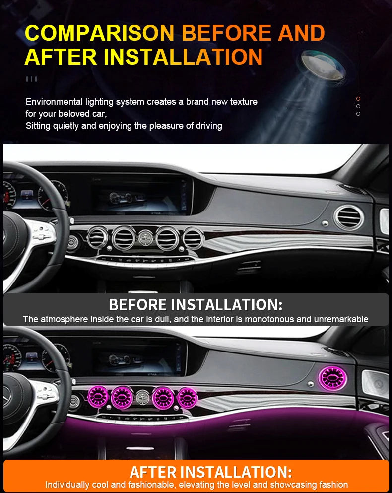 For Mercedes Benz W205 C-Class GLC X253 W213 E-Class W222 S-Class W117/W156/W176 CLA GLA Turbine Nozzle Air Vents Ambient Light