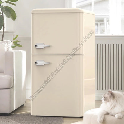 Refrigerator Retro-Style Viral Double-Door Separate Fridge And Freezer Compartments Energy Efficient Mini Refrigerator