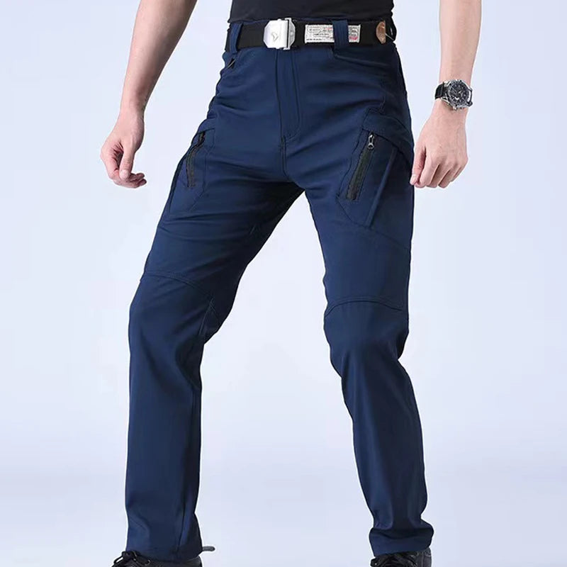 Mens Spring Autumn Pants Hiking Camping Climbing Army Combat Running Cargo Military Tactical Casual Trousers Softshell Elastic