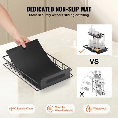 SucceBuy 2Tier Pull Out Cabinet Organizer Under Sink Organizer Slide Out Drawer Cabinet Organizer Sliding Storage Shelf
