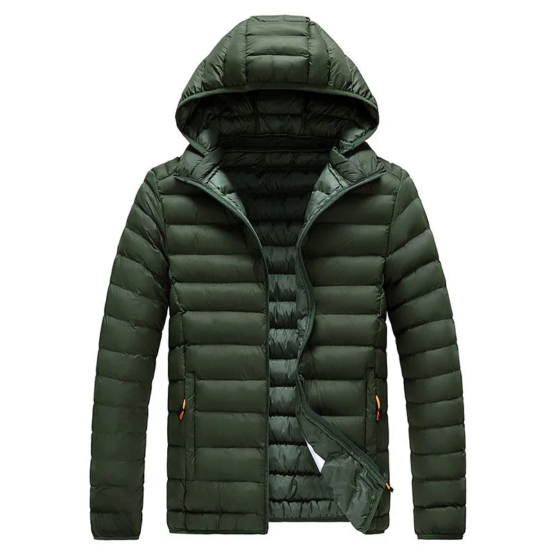 8XL Men's autumn and winter waterproof down jacket, jacket, overcoat, net, hooded casual wear, outdoor wear, hat clothing, men's