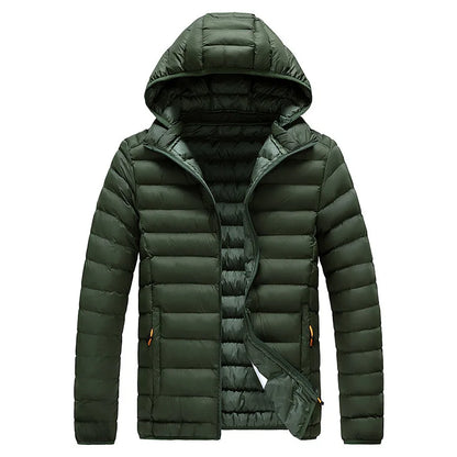 8XL Men's autumn and winter waterproof down jacket, jacket, overcoat, net, hooded casual wear, outdoor wear, hat clothing, men's