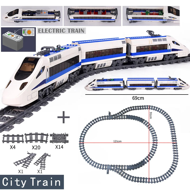 City Trains Flexible Tracks Forked Straight Curved Rails Switch Building Block Bricks High-Tech Creative Toys for kids gifts