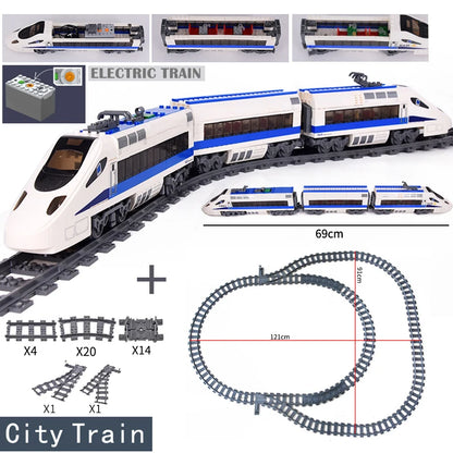 City Trains Flexible Tracks Forked Straight Curved Rails Switch Building Block Bricks High-Tech Creative Toys for kids gifts