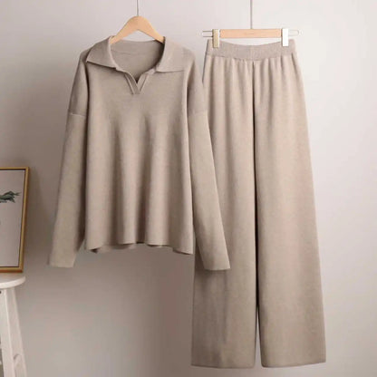 Casual Knitted  Ne Sweater Set Wide Leg Pants Faion Ensemble for Women in Their Late 20s And Early 30s Winter 2024