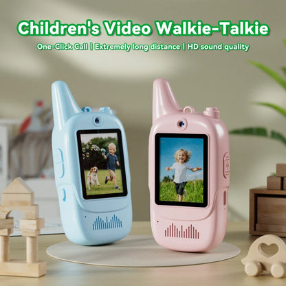 Christmas 2pcs Video Walkie Talkie Video Intercom HD Rechargeable Voice Fonts One-Click Call Cartoon Voice Changer Gift for Kids