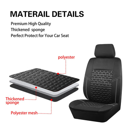 AUTO PLUS Car Seat Covers Tire Texture Press Breathable Fabric Seat Covers for Car 3 Zipper for Rear Seat Backrest