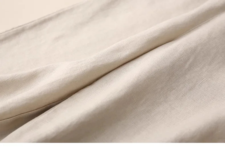 Fashionable Retro Linen Top And Pants Set for Women High End Cotton Linen Ensemble Summer 2026 Elegant Two Piece Suit