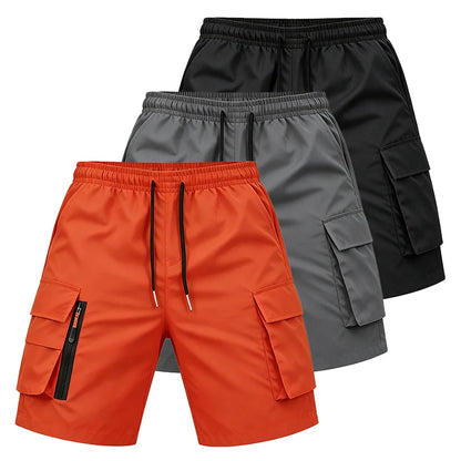 2026 New Men Multi Pocket Cargo Shorts Loose Fit Street Daily Travel Outdoor Summer Drawstring Waist Casual Walking Short Pants