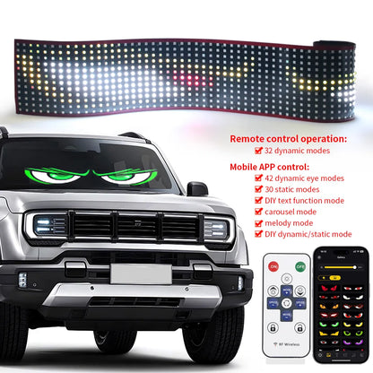 LED Truck Car Devil Eye Dynamic Pixel Panel Light Soft Foldable Lighting Scrolling 12V 24V For Board Windshield APP Remote