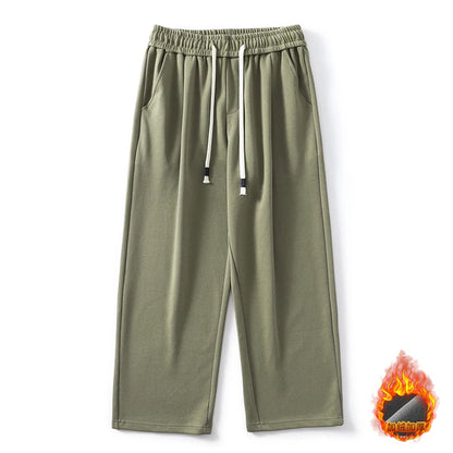 DUKEEN Pique Fabrics Sweatpants for Men Loose Causal Straight Legged Trouse Autumn and Winter Solid Colors Sports Fleece Pants