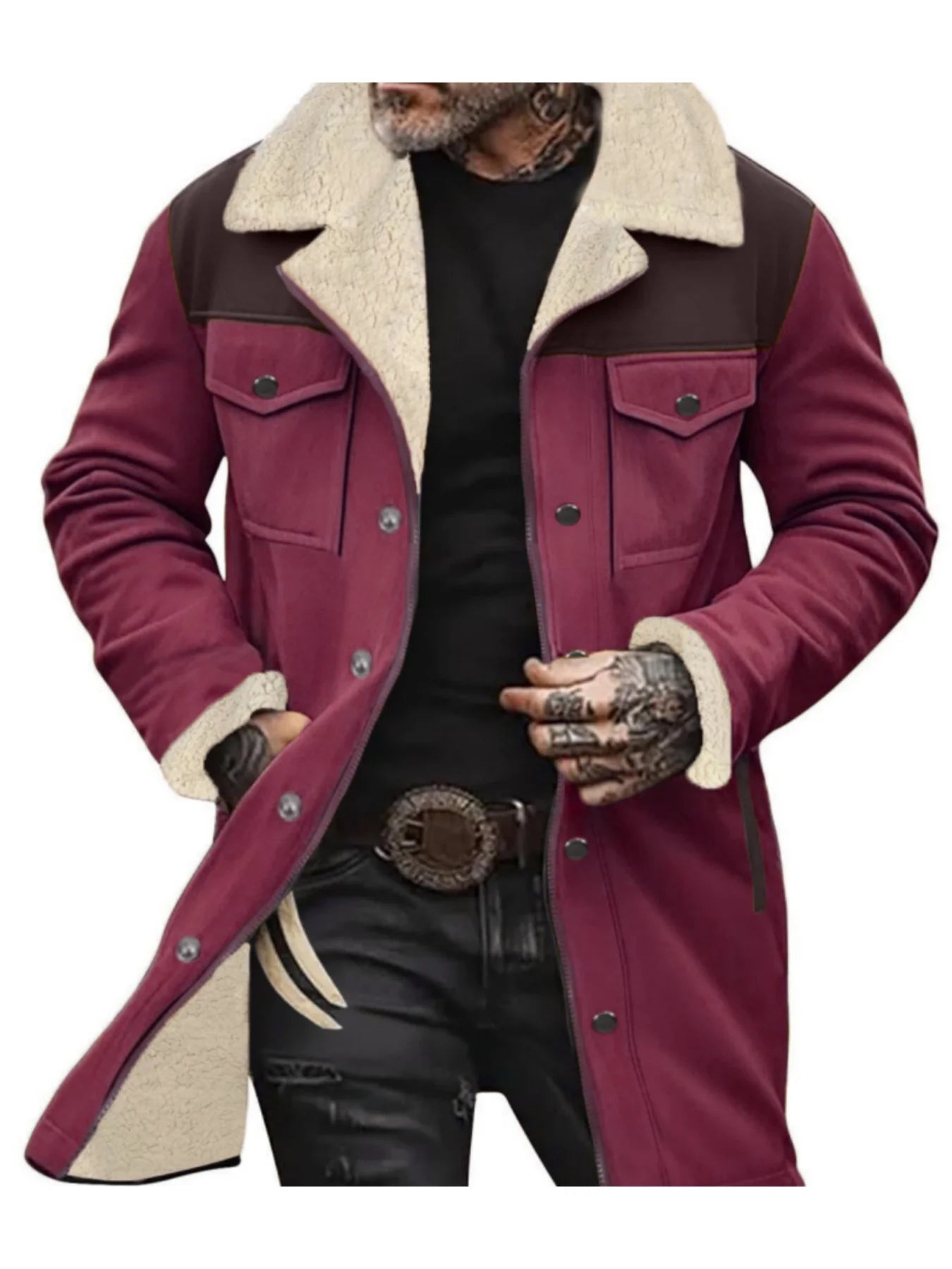 Warm Trech Men's Winter Trench Coat Windproof Fleece Lined EU Fit Street to Office Mans Wear