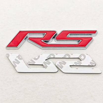 3D Metal RS Logo Sticker Front Grill Emblem Rear Trunk Badge For Chevrolet Onix Blazer lumina Camaro Cruze Monza Car Accessories