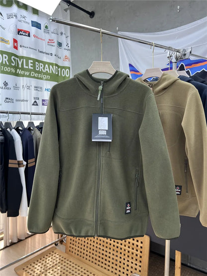 Thickened Fleece Lined Hooded Jacket for Men And Women Warm Outerwear Coat Autumn Winter Standard Fit Casual Style Zipper Clo...