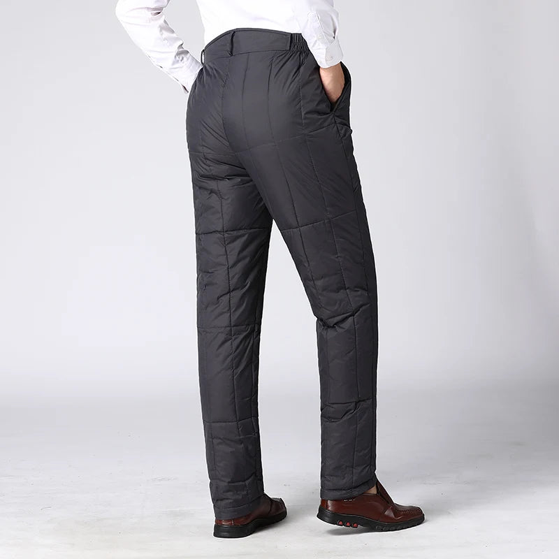 Men's down Trousers Thickened Winter Outerwear Dad Style Inner Warm Cotton Pants Fashionable Urban Straight Leg Long Pants