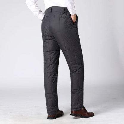 Men's down Trousers Thickened Winter Outerwear Dad Style Inner Warm Cotton Pants Fashionable Urban Straight Leg Long Pants