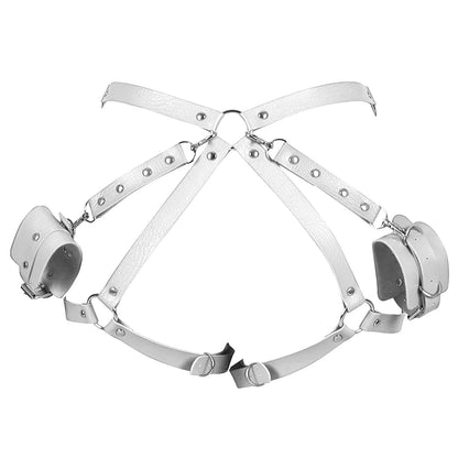 Exotic Accessories SM Bondage Kit Leather Thigh Cuffs Waist Belt Handcuffs Bed Strap Adult Role Play Toy for Couples