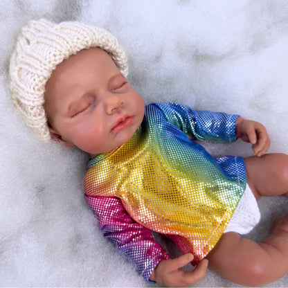 13 Inch Dark Skin LouLou All Silicone Reborn Doll Lifelike Elastic Soft Solid Silicone Washable Doll Stress-relieving Toys