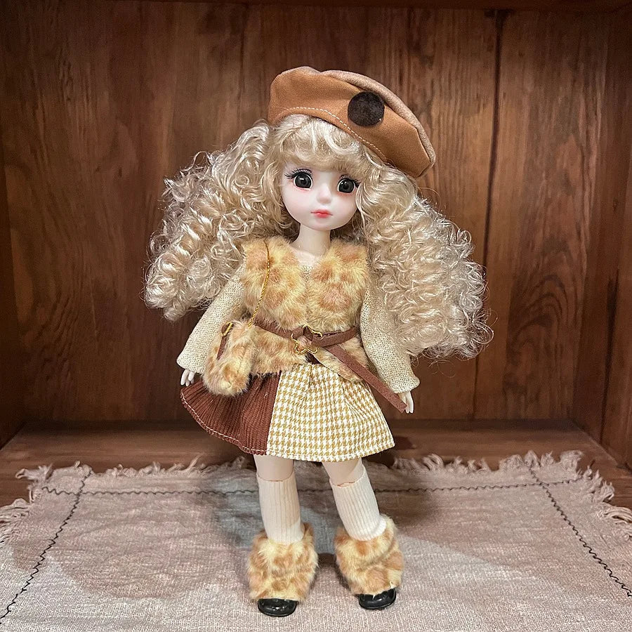 30cm 1/6 Fashion Girls Dress Up Doll Movable 20 Joints Cute Sweet Face Festival Gift with Clothes Shoes BJD Princess Doll Toy
