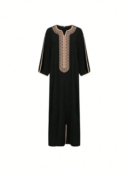 Traditional Moroccan style, Muslim men's robe,retro luxury embroidered robe, casual loose fit Eid al Fitr traditional men's robe