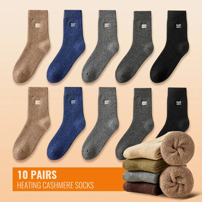 MiiOW Merino Wool Socks Cold Resistant Men Winter Thicken Heated Sock Cashmere Long Sock Snow Boots Retro Brown Warm Towel Socks