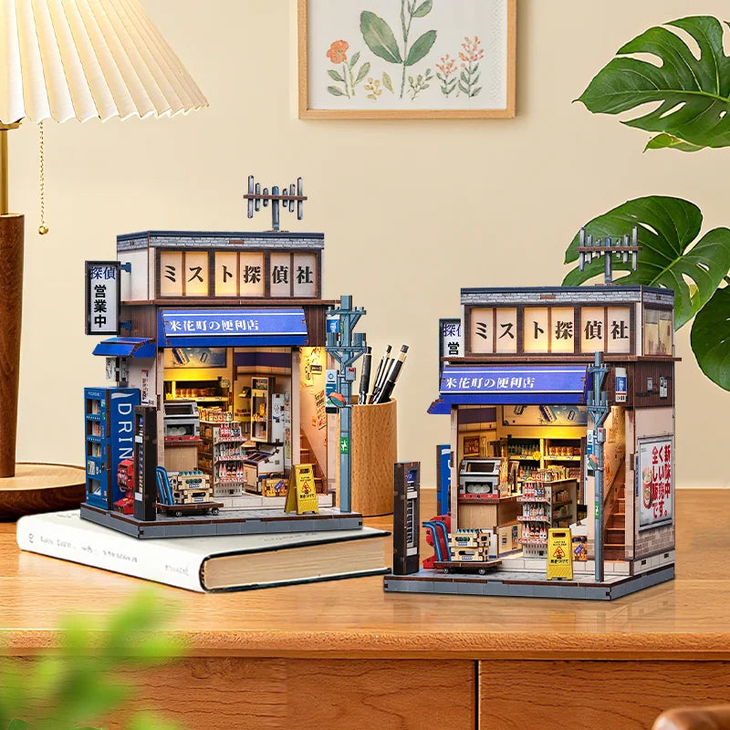 CUTEBEE DIY Book Nook Kit Japanese Mini Store 3D Puzzle Dollhouse for Bookshelf Unique Craft Gift for Book Lover Miniature Set