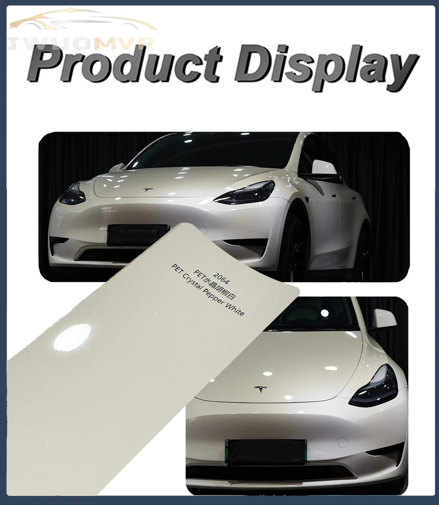 1.52*16m/lot PET Crystal Pepper White Car Paint Color-Changing PPF Vinyl Sticker Wrap PET Pearl Car Body Film