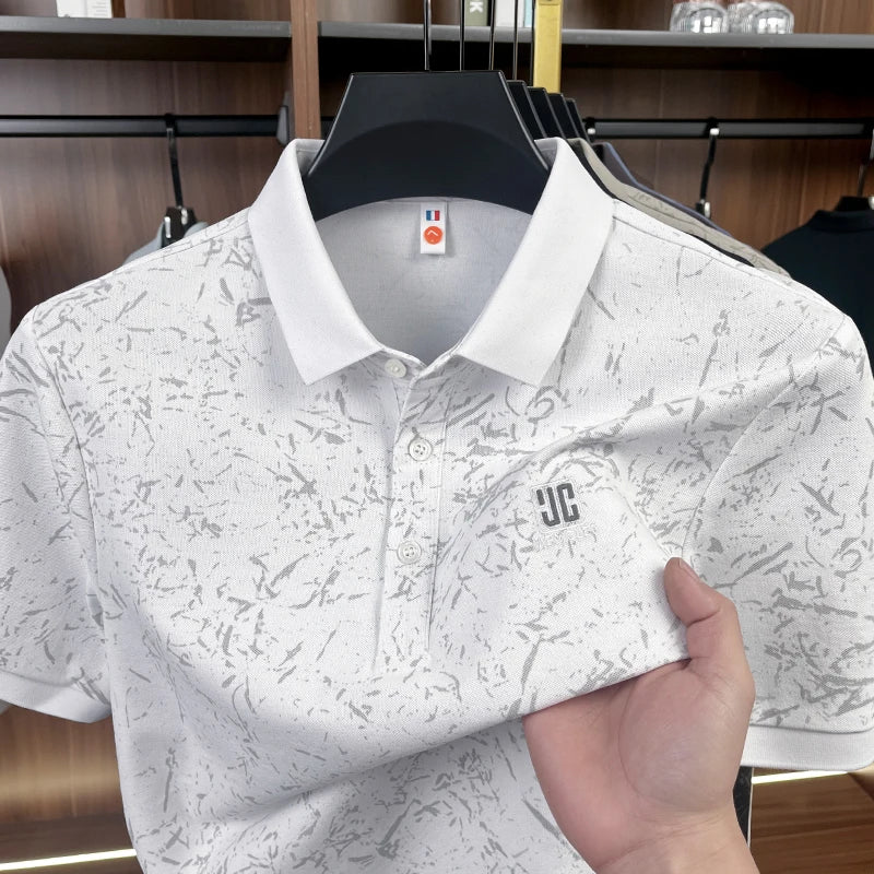 Luxury Cotton Refreshing For Men's Half-sleeved T-shirt 2026 Summer New Polo Shirt Loose Middle-aged Short-sleeved Printed Top