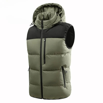 Hots Winter Men Outdoor Windproof Fleece Detachable Hooded Vest Men Sleeveless Warm Casual Fashion Zipper Brand Vest Male Coat