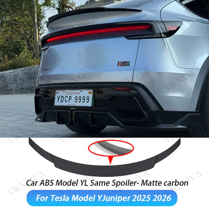 ABS Matte Carbon Fiber Pattern Spoiler For Tesla Model Y Juniper 2025 26 Glossy Black Rear Trunk Wings Auto Modified Accessories