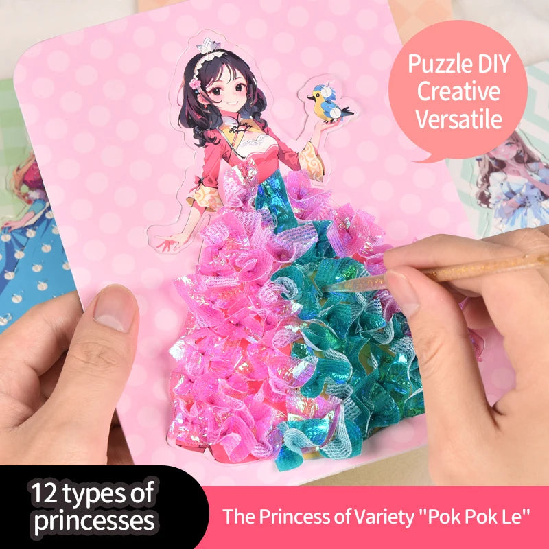 Poke Fun Dream Princess Girl Creative Handmade DIY Dressing Sticker Toy for Parent-Child Crafting
