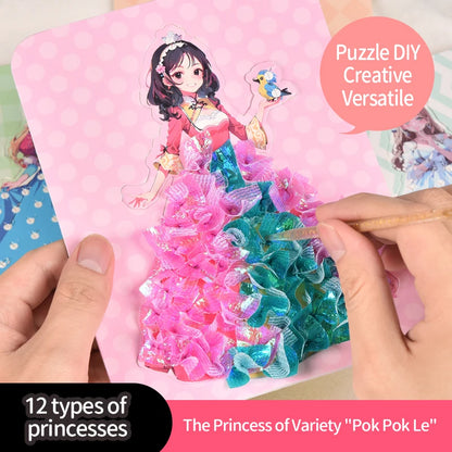 Poke Fun Dream Princess Girl Creative Handmade DIY Dressing Sticker Toy for Parent-Child Crafting