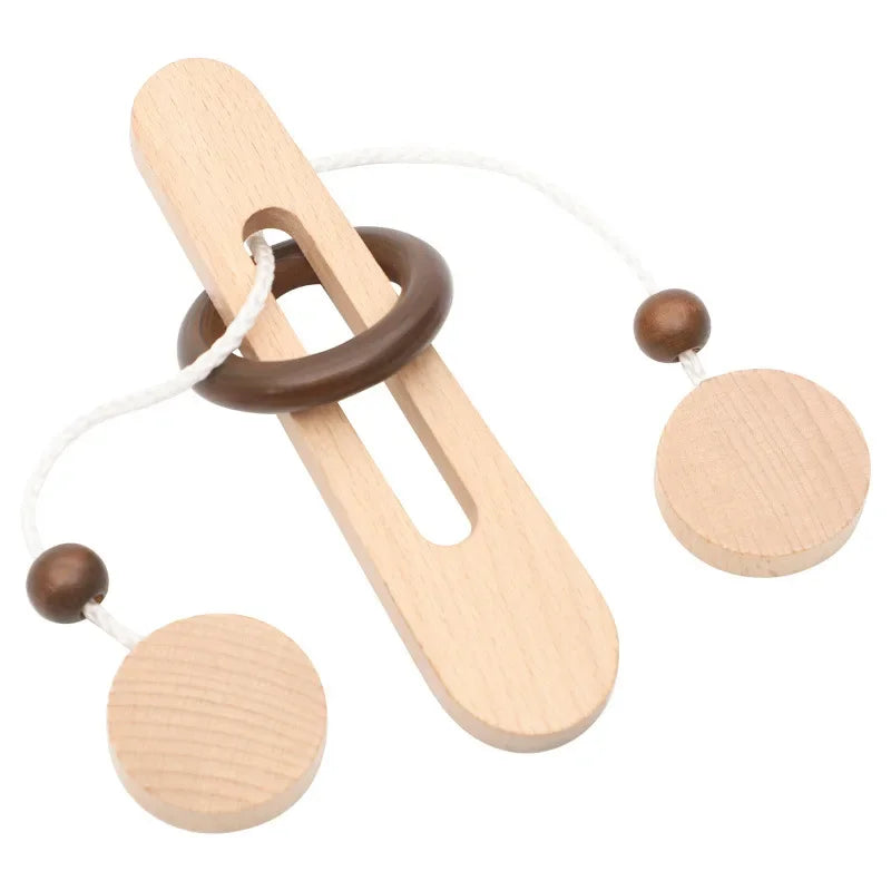 3D Wooden Interlocking Ring Puzzle Logic Spatial Thinking Training Brain Teaser Game Focus Desktop Toy for Adults and Hobbyists