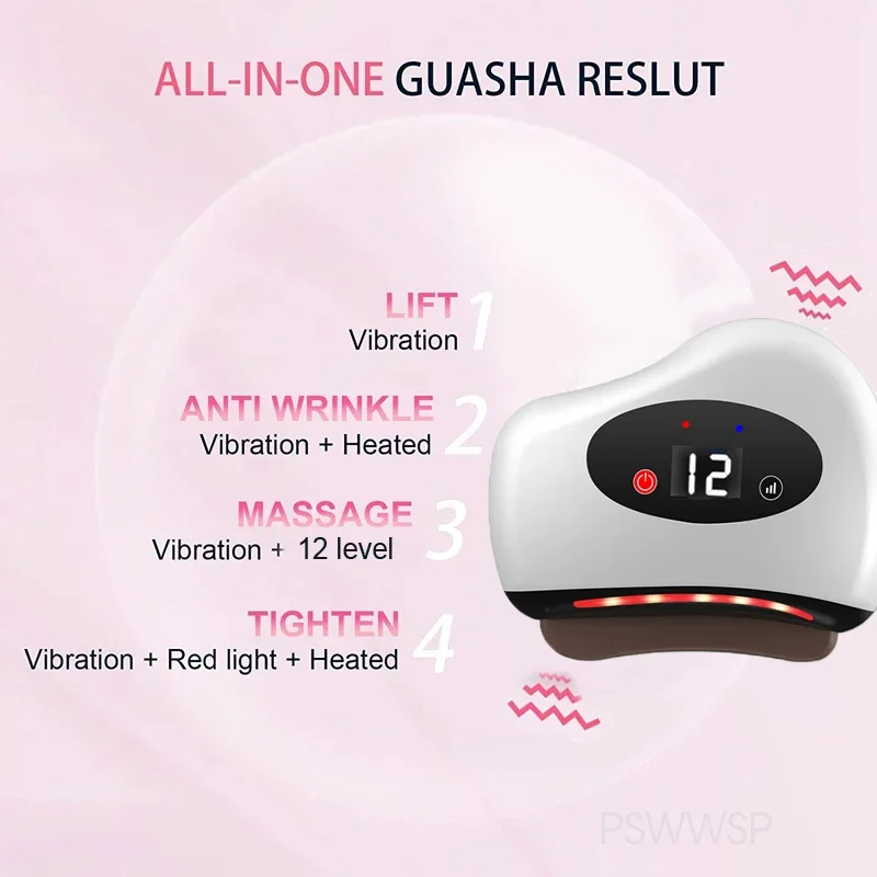 Electric Guasha Scraper Board Microcurrent Face Massager Wrinkle Face Lift Device Gua Sha Plate Facial Lifting Firming Skin Care