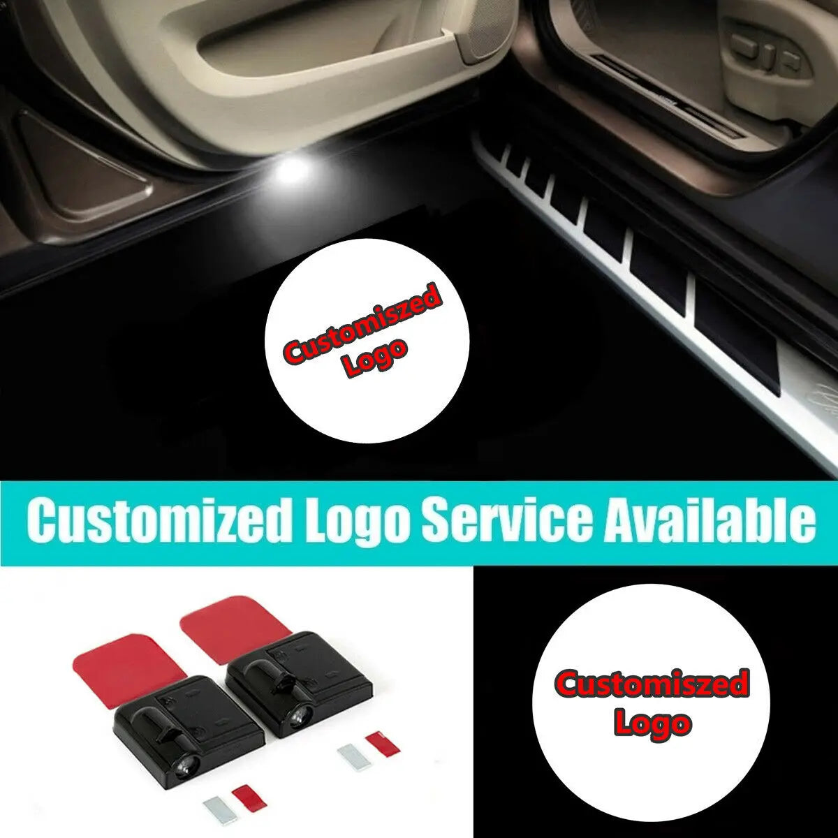 2Pcs Universal Customized Logo Wireless Car Door Led Welcome Courtesy Shadow Lights Kit Laser Projector for All Car Model