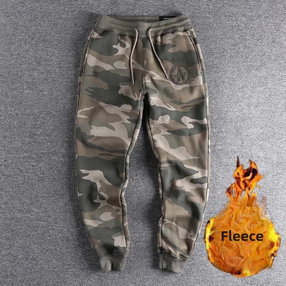 Thickened Wear-Resistant American Casual Camouflage Pants Men's Slim Fit Warmth Sports Cuffed Sweatpants Trendy Long Trousers