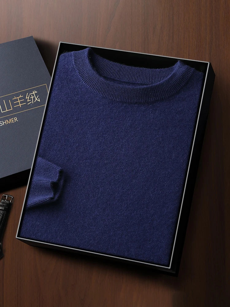 Fashion 100% Merino Wool Men's Sweater O-Neck Long Sleeve Pullover Spring Autumn Winter Basic Jumper Clothing Knitwear Tops