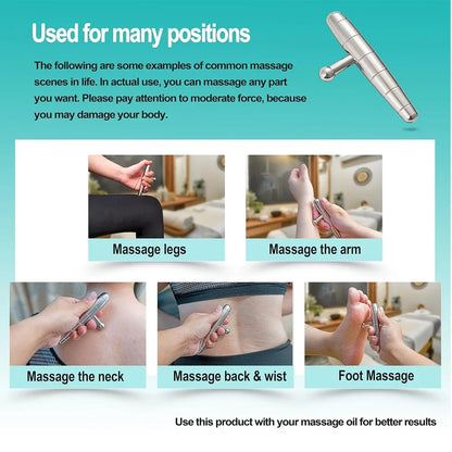T-Bar Stainless Steel Manual Deep Tissue Massage Tool Target Trigger Points Massage for Pain Relief Full-Body Fascial Relaxation