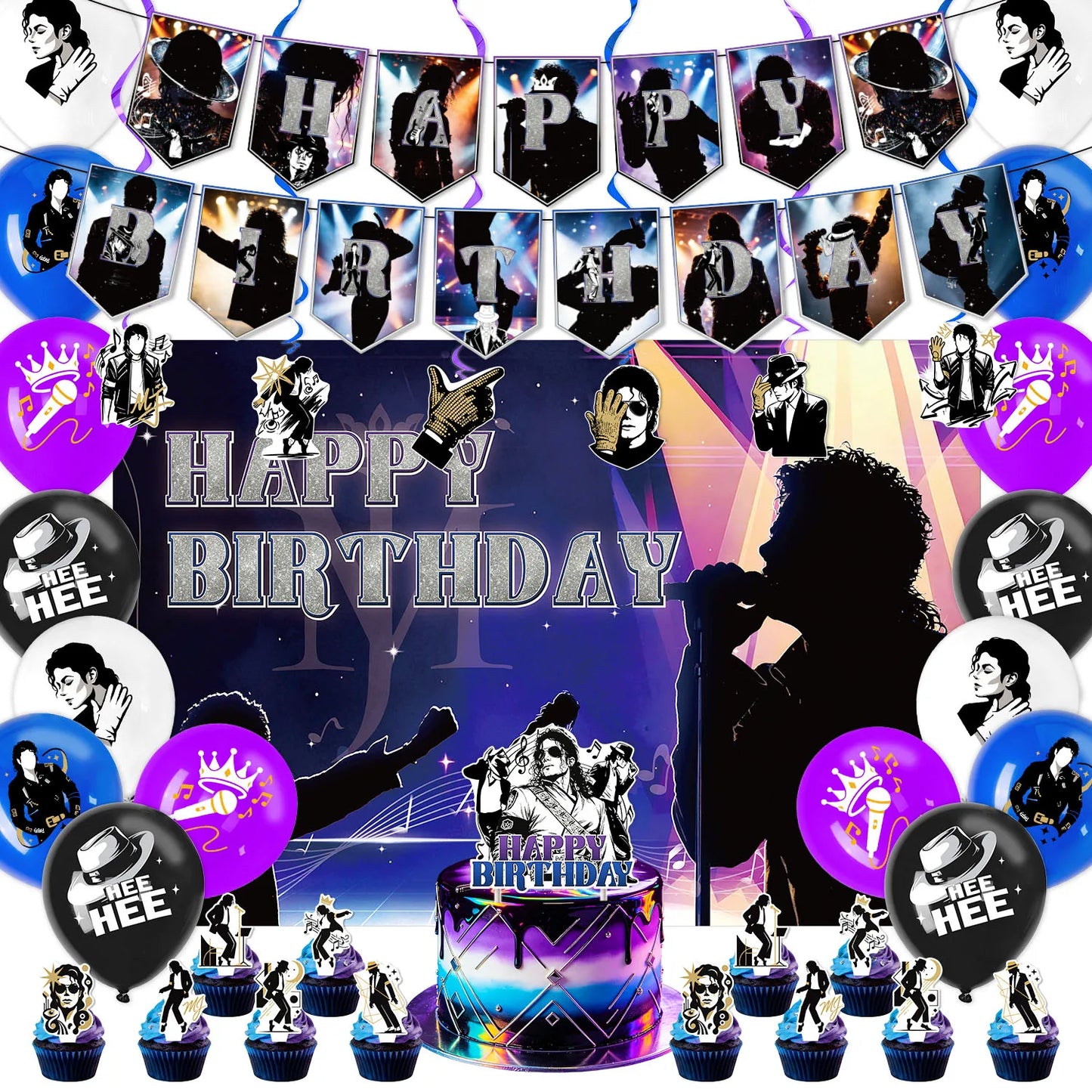 Michael Jackson Birthday Party Decoration MJ Party Accessories Backdrops Ballons Cake Decor Halloween Christmas Decoration 2026