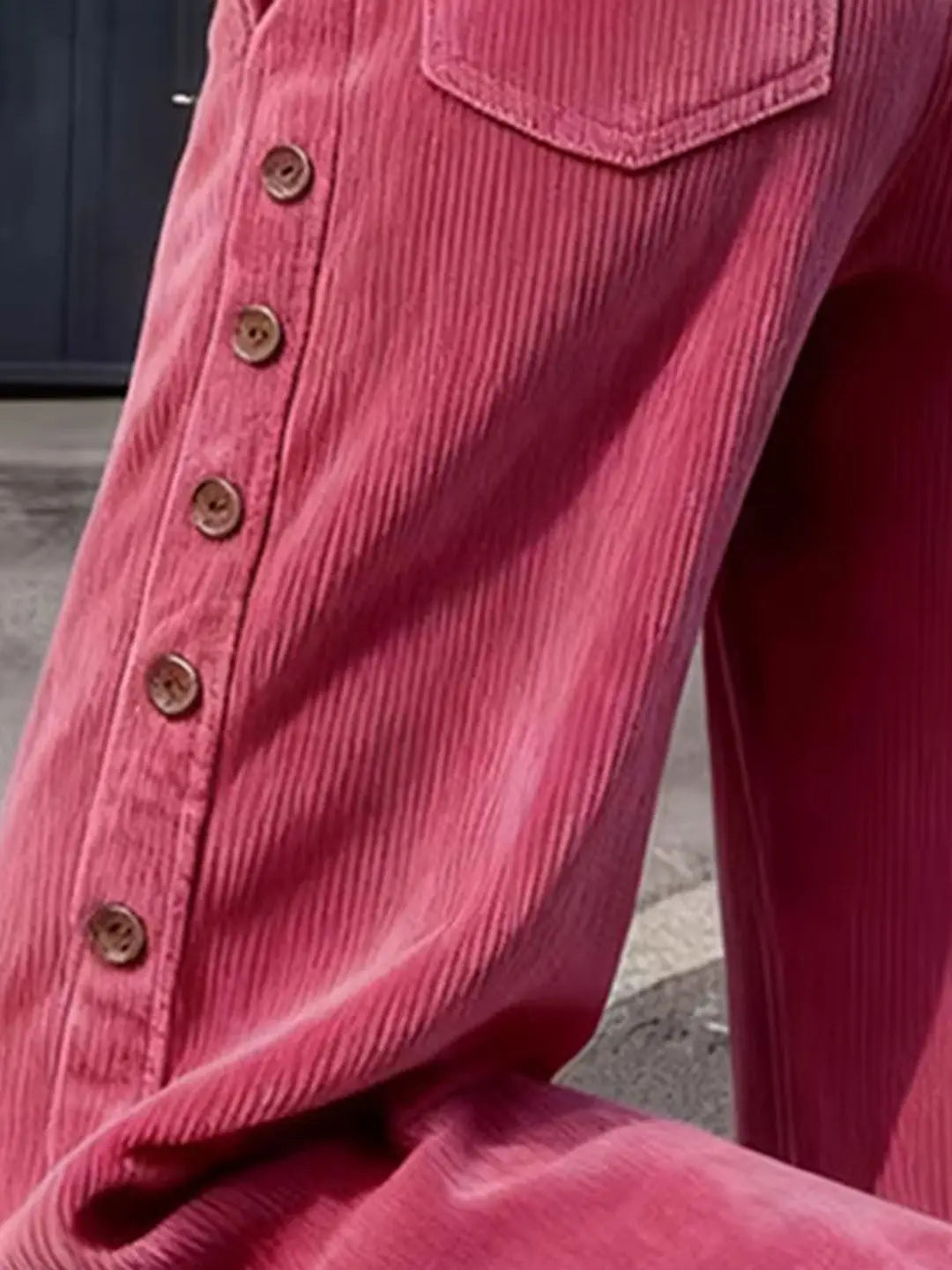 Korean Style High Waist Thickened Corduroy Wide Leg Pants Women's Winter New Style Side Button Long Trousers Casual Pants