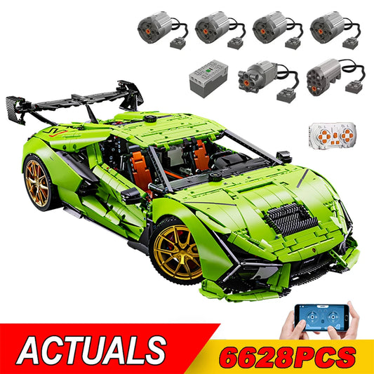 1:6 Technical APP Remote Control Super Speed Racing Lambo SVJ Hypercar Building Blocks Ornament Bricks Toys Christmas Gifts